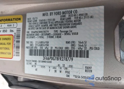 2015 Ford Fusion S из США, поврежденный, VIN 3FA6P0G78FR278779